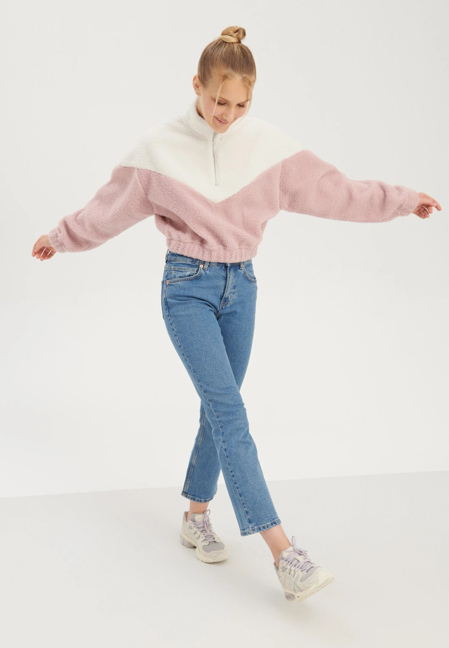 Even&Odd Fleece Jumper - Off-white/pink 4 Even&Odd Fleece Jumper - Off-white/pink - Image 2