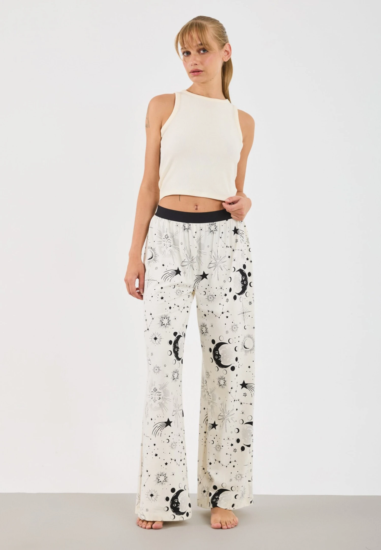 Even&Odd 2 PACK - Pyjama Bottoms - Black/ Beige 4 Even&Odd 2 PACK - Pyjama Bottoms - Black/ Beige - Image 2