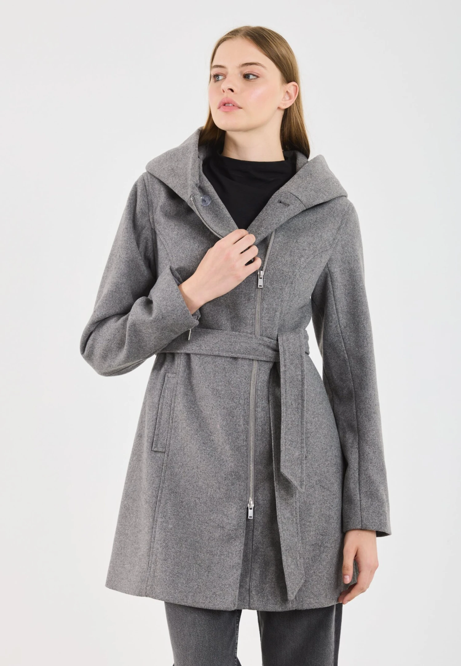 Even&Odd Short Coat - Grey Melange 5 Even&Odd Short Coat - Grey Melange - Image 3