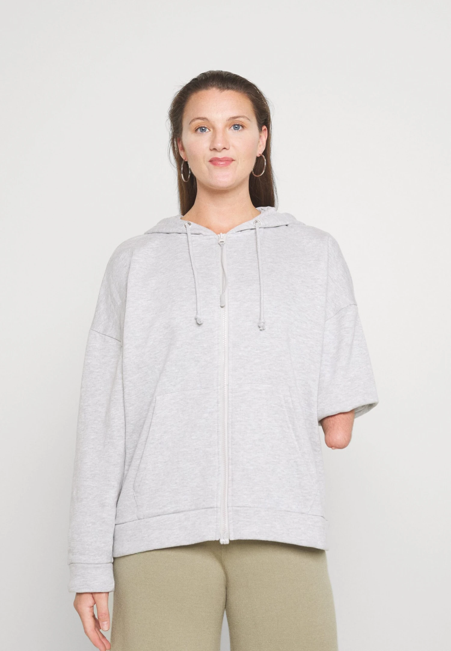 Even&Odd Zip-Up Sweatshirt - Mottled Grey 5 Even&Odd Zip-Up Sweatshirt - Mottled Grey - Image 3