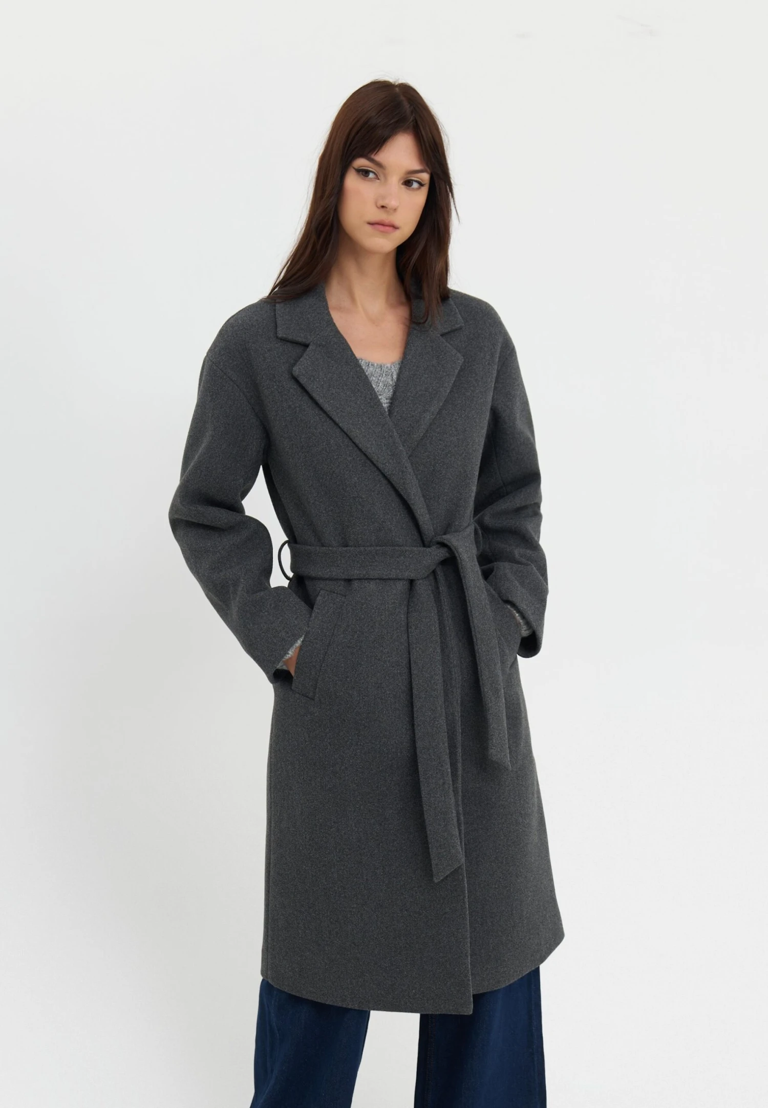 Even&Odd BELTED COAT - Classic Coat - Mottled Grey 3 Even&Odd BELTED COAT - Classic Coat - Mottled Grey