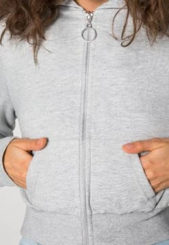 Even&Odd Zip-Up Sweatshirt - Mottled Light Grey -FOREVER 21 25e686628ece4d0c9b1e838fa8842f53