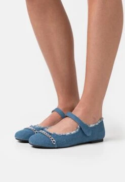 Even&Odd Ankle Strap Ballet Pumps - Blue