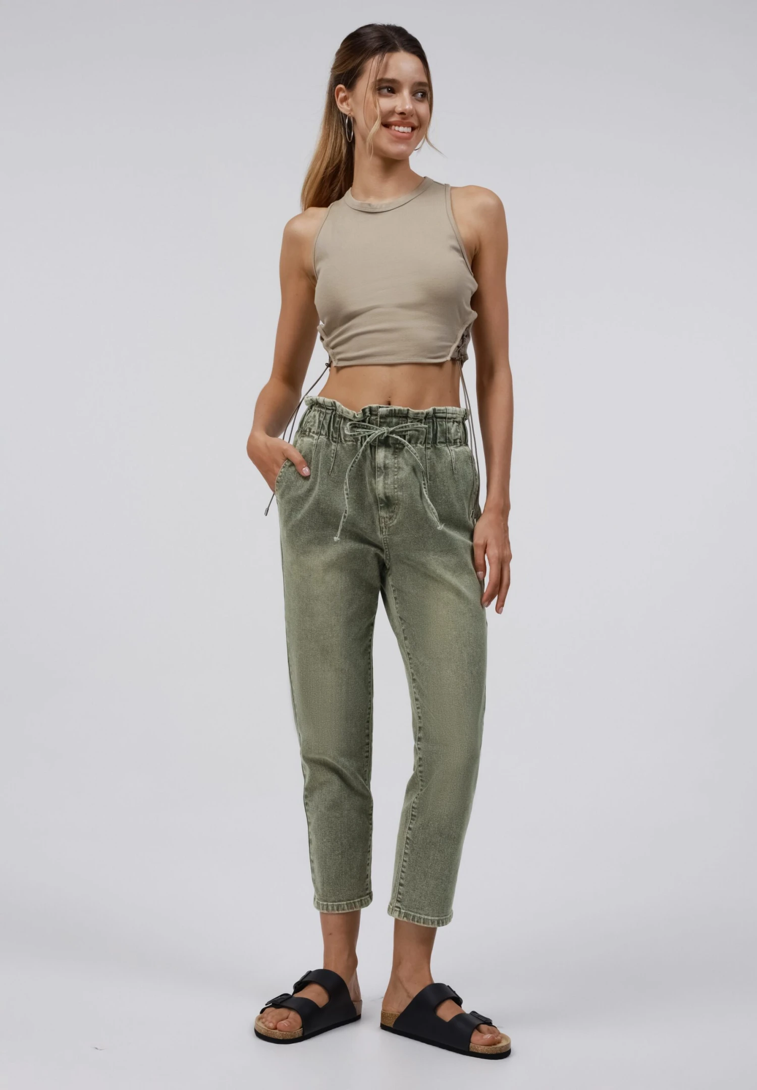 Mom Jeans - Mid Khaki Wash 4 Mom Jeans - Mid Khaki Wash - Image 2
