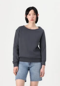Even&Odd BASIC OFF SHOULDER SWEATSHIRT - Sweatshirt - Dark Grey