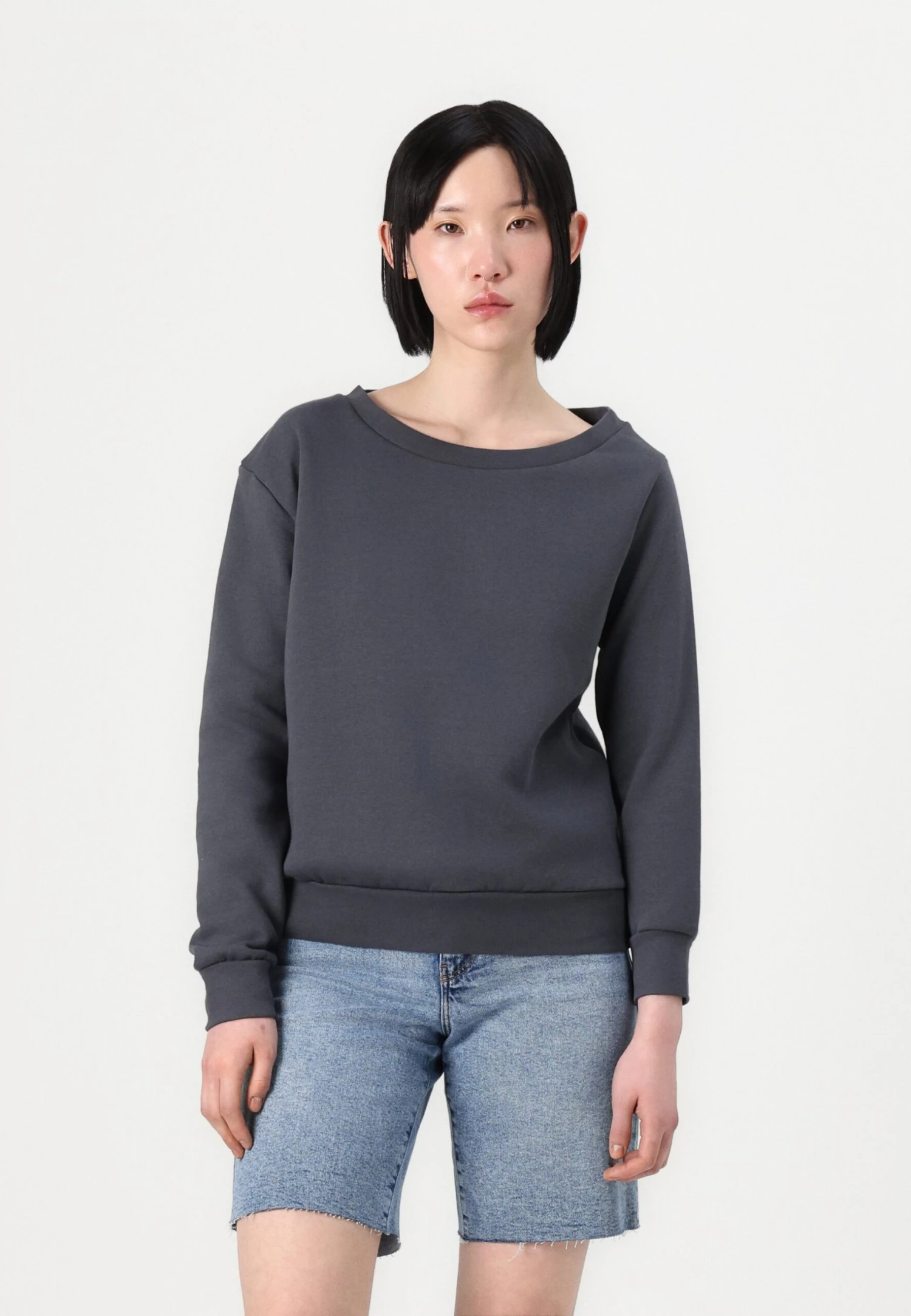 Even&Odd BASIC OFF SHOULDER SWEATSHIRT - Sweatshirt - Dark Grey 3 Even&Odd BASIC OFF SHOULDER SWEATSHIRT - Sweatshirt - Dark Grey
