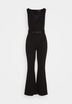 Even&Odd Going Out Low V Neck Flared Leg Belted - Jumpsuit - Black -FOREVER 21 487f86e2ccdb418dbe84030d361b6ec6