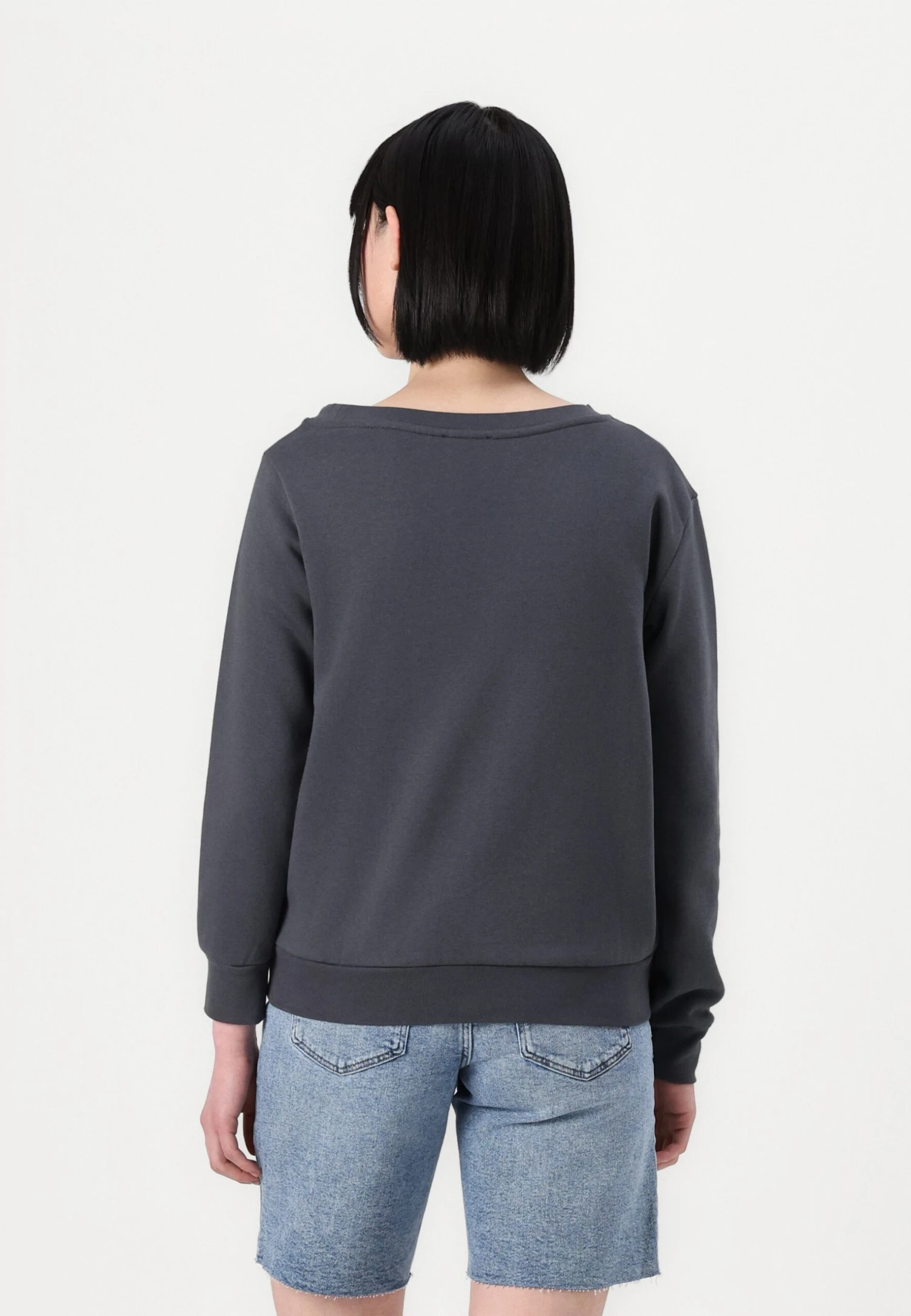 Even&Odd BASIC OFF SHOULDER SWEATSHIRT - Sweatshirt - Dark Grey 5 Even&Odd BASIC OFF SHOULDER SWEATSHIRT - Sweatshirt - Dark Grey - Image 3