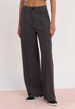 Even&Odd TAILORED WIDE LEG - Trousers - Dark Grey