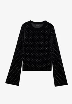 Even&Odd VELVET LONG SLEEVED TOP WITH STUDS - Long Sleeved Top - Black -FOREVER 21 8d88d380ea1e4674a4ef4f78f8914ffd