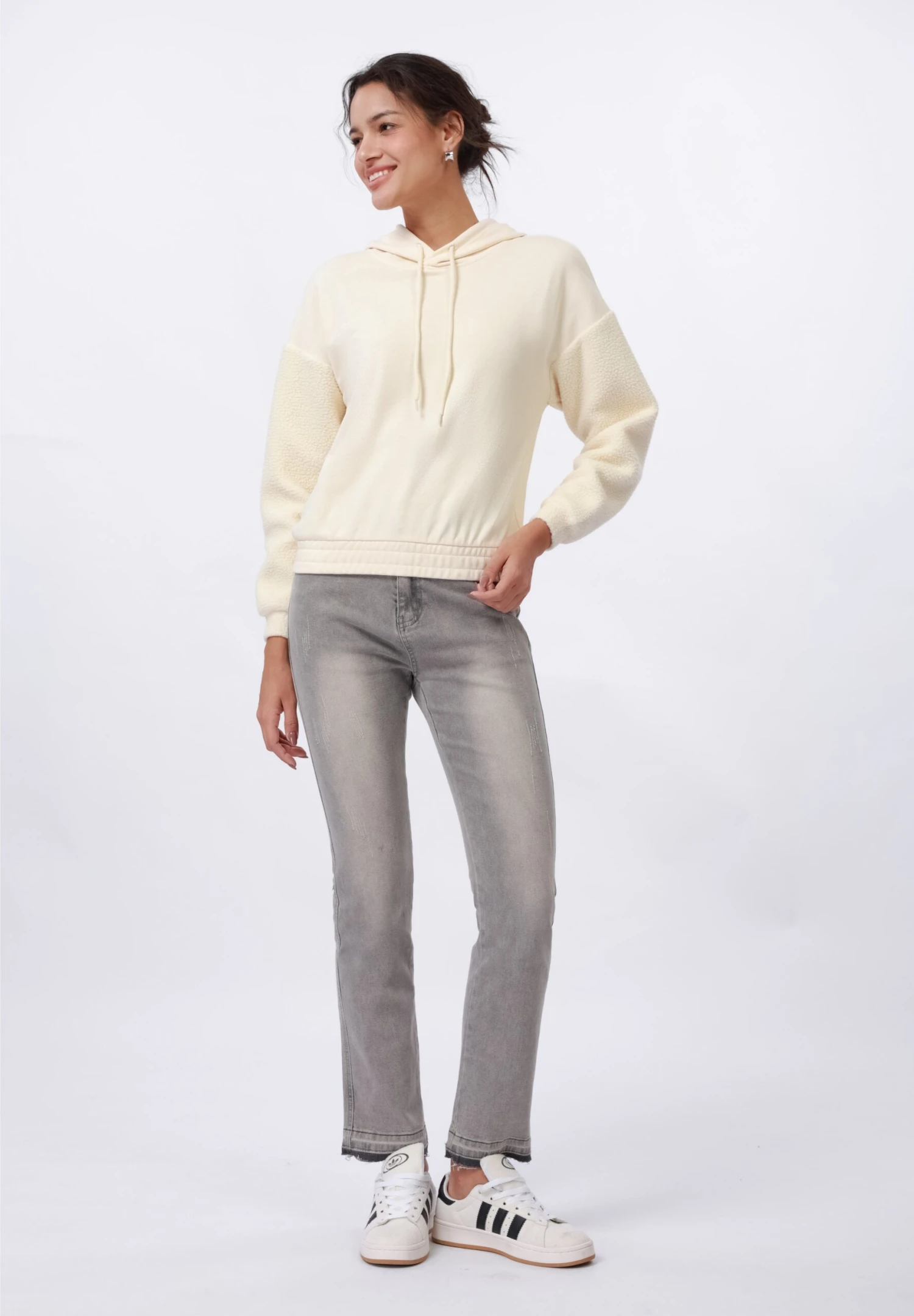 Even&Odd BORG SLEEVES - Hoodie - Cream 4 Even&Odd BORG SLEEVES - Hoodie - Cream - Image 2