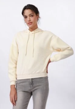 Even&Odd BORG SLEEVES - Hoodie - Cream