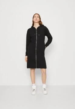 Even&Odd Extra Long Jacket- Zip-Up Sweatshirt - Black