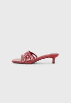 Heeled Mules - Dark Red