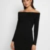 Even&Odd Basic - Off-Shoulder Mini Long Sleeves Dress - Shift Dress - Black -FOREVER 21 c1315edcee8a4d90a169a4a775266d25