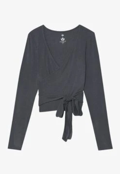 LONG SLEEVE YOGA WRAP TOP - Long Sleeved Top - Dark Grey -FOREVER 21 cfe23bb60b4f4a91bd7b205a897ad84b
