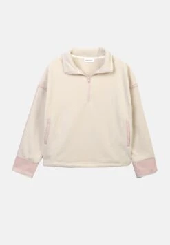 Even&Odd COLOR BLOCK HALF ZIP - Sweatshirt - Ecru/light Pink -FOREVER 21 d2db9adb56bf45b0b4373273b68cc98e