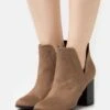 High Heeled Ankle Boots - Taupe