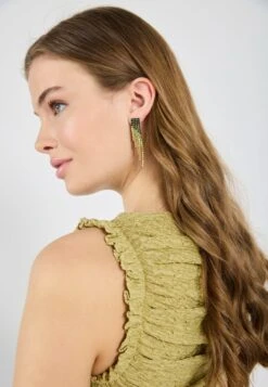 Even&Odd 2 PACK - Earrings - Gold-coloured/green -FOREVER 21 db8804d46f264659b52f339b048d5e5d