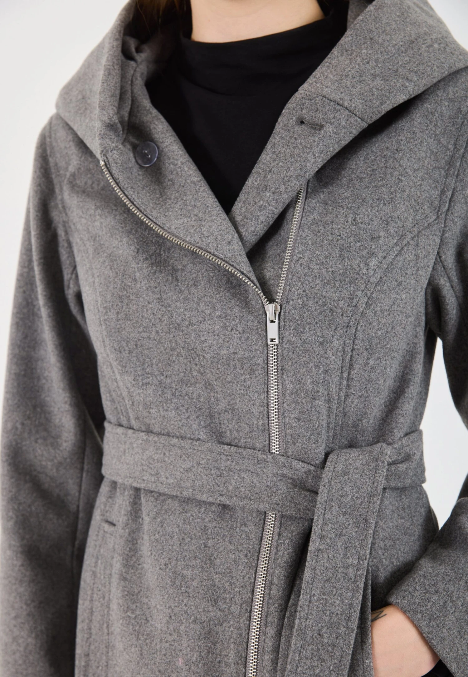 Even&Odd Short Coat - Grey Melange 4 Even&Odd Short Coat - Grey Melange - Image 2