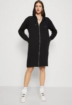 Even&Odd Extra Long Jacket- Zip-Up Sweatshirt - Black -FOREVER 21 e80825b3a7d84333a011132c243edd8b