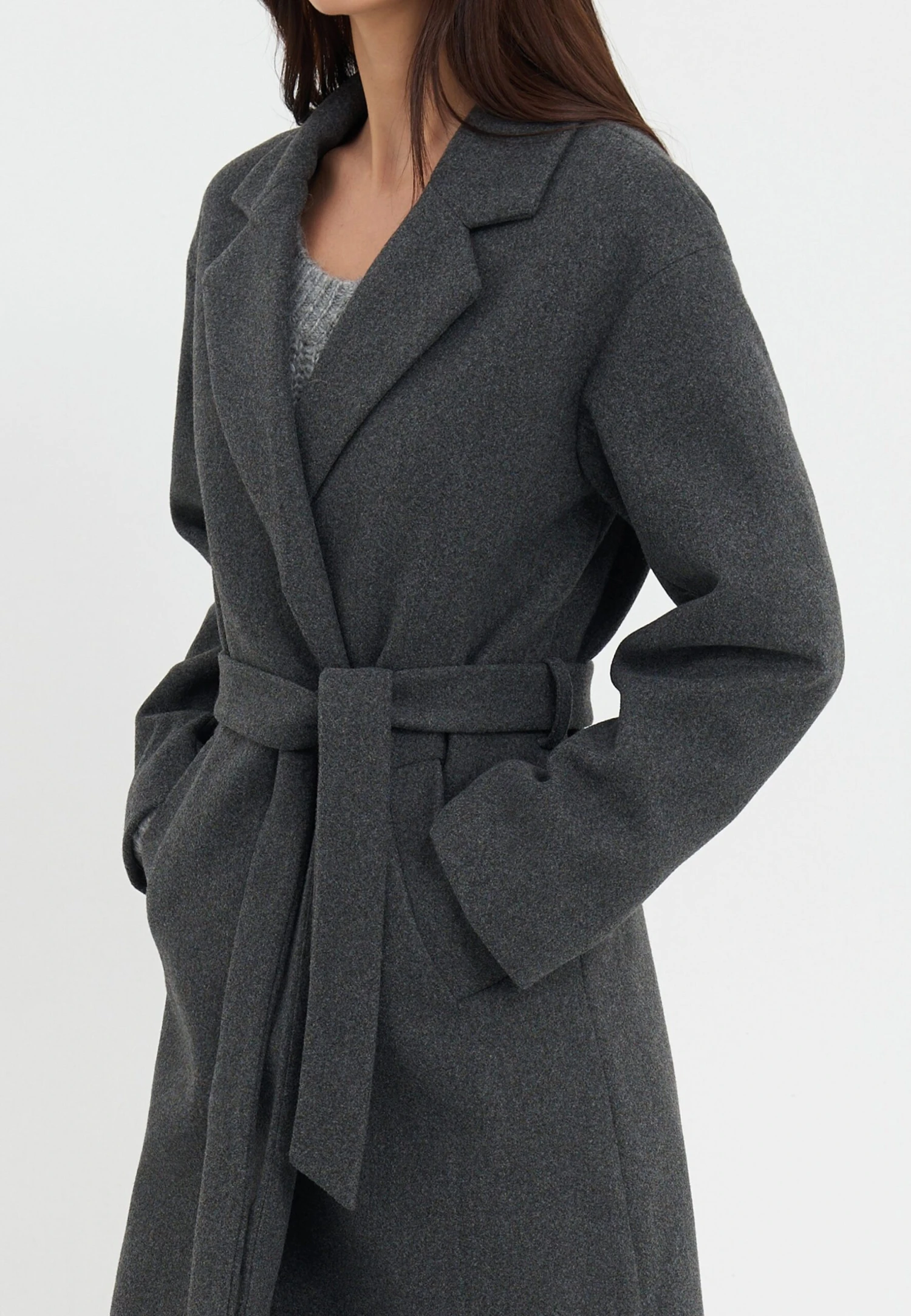 Even&Odd BELTED COAT - Classic Coat - Mottled Grey 7 Even&Odd BELTED COAT - Classic Coat - Mottled Grey - Image 5