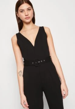 Even&Odd Going Out Low V Neck Flared Leg Belted - Jumpsuit - Black -FOREVER 21 f8427b06240c49ccaa2166959d756338